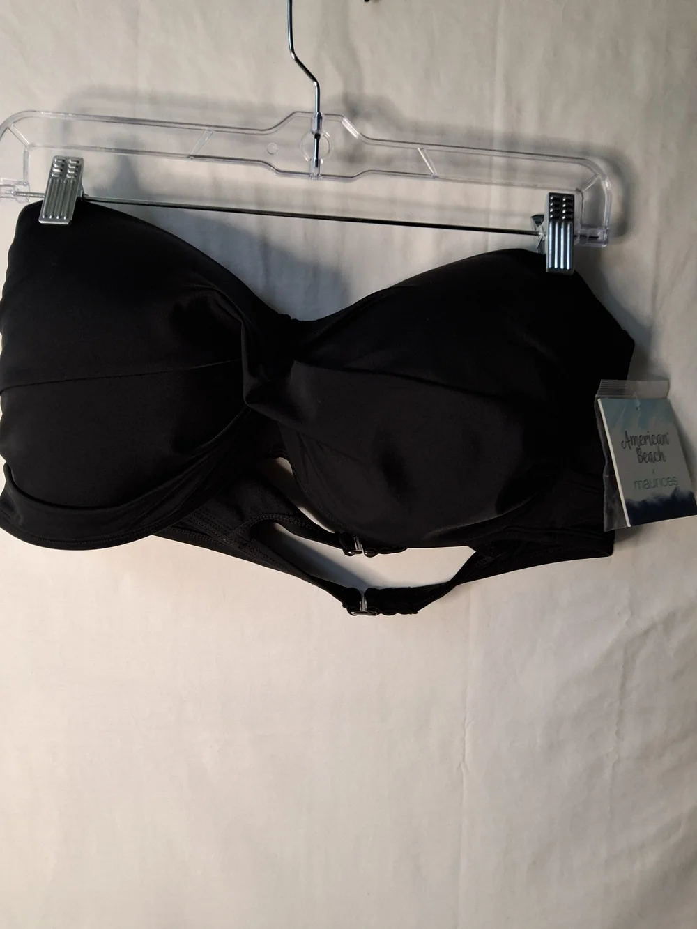Maurices‎ Black Strapless Bandeau Swim Top with Removable Straps